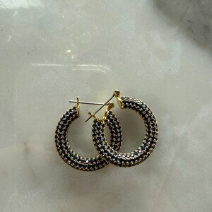Luv Aj Pave Baby Amalfi Hoops- Blue Sapphire- Gold